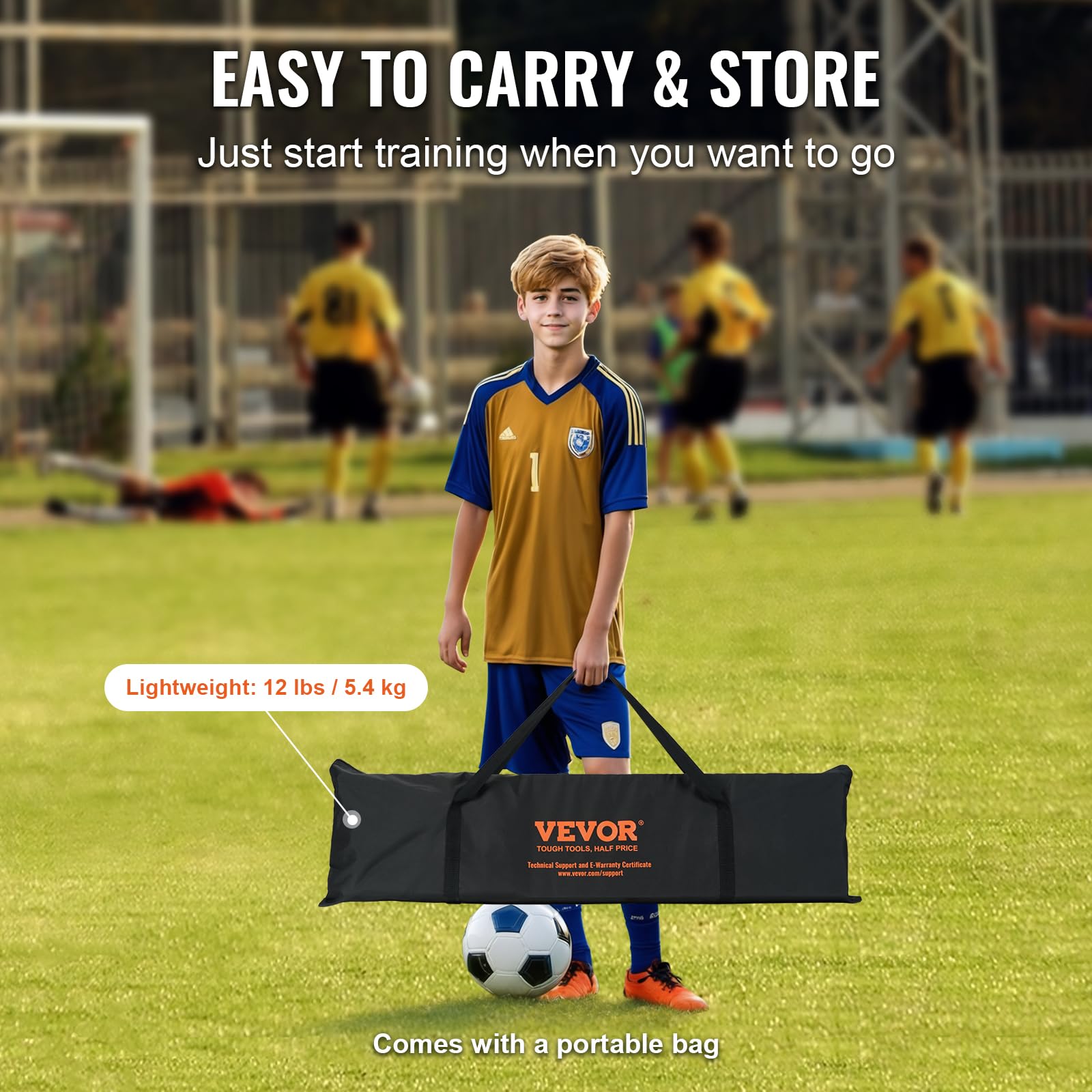 Vevor Soccer Trainer, 2-In-1 Portable Soccer Rebounder Net, 71''X40'' Iron Soccer Practice Equipment, Sports Football Rebounder