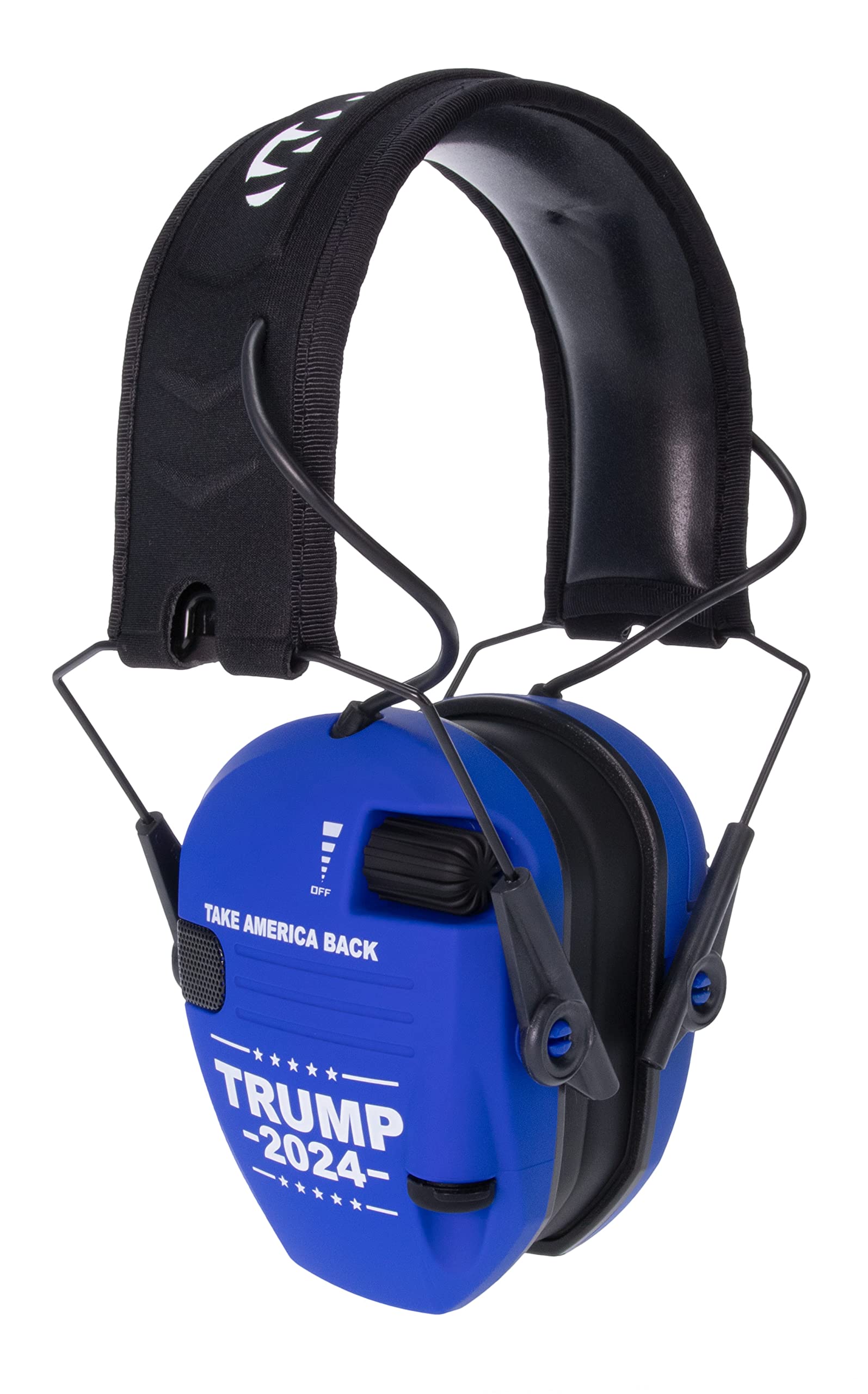 Walker'S Razor Slim Shooting Earmuffs-Take America Back Series (Trump 2024, Blue) Bundle With Hearing Protective Case