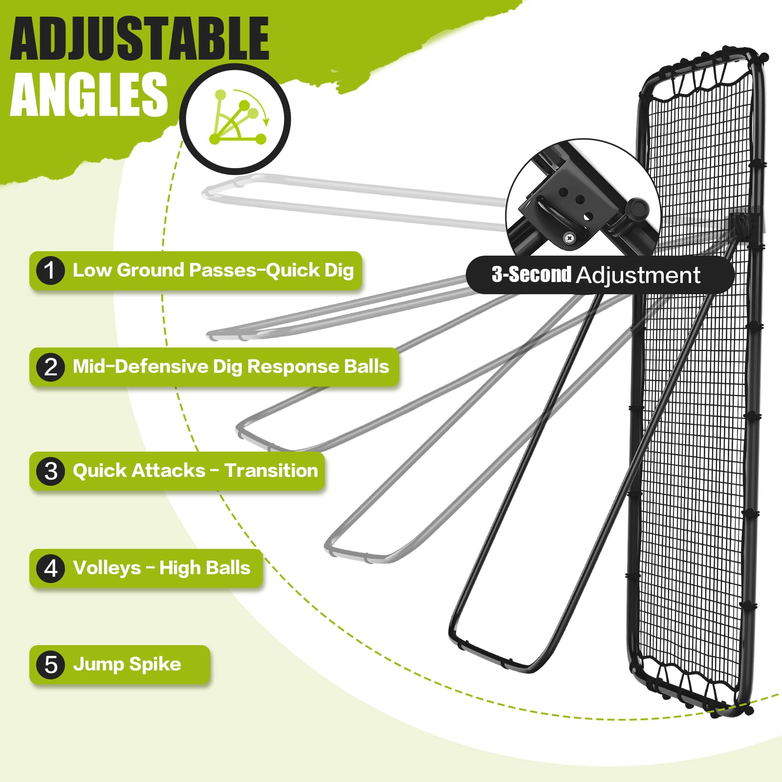 Volleyball Rebounder Net 7x4 Ft with Portable Travel Bag, 5-Angle Adjustable Rebounder Equipment for Practicing Digging, Setting