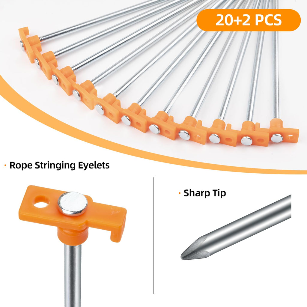 20+2Pcs Tent Stakes Heavy Duty Camping Stakes,Avoforest 9.8Inch Non-Rust Metal Tent Pegs Ground Stakes Tent Spikes Camping,Garde