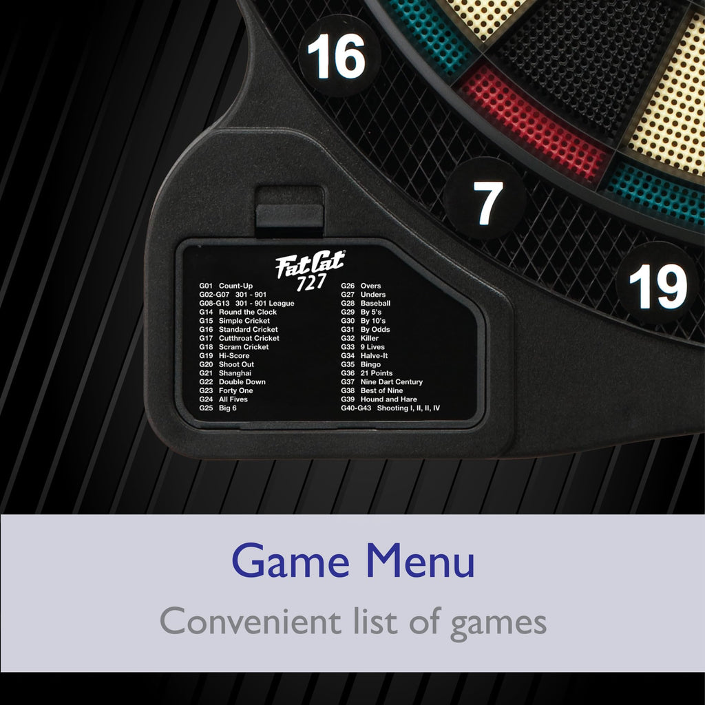 Fat Cat By Gld Products 727 Electronic Dartboard Value Size Over 15 Games And 132 Options Auto-Scoring Compact Display With Miss