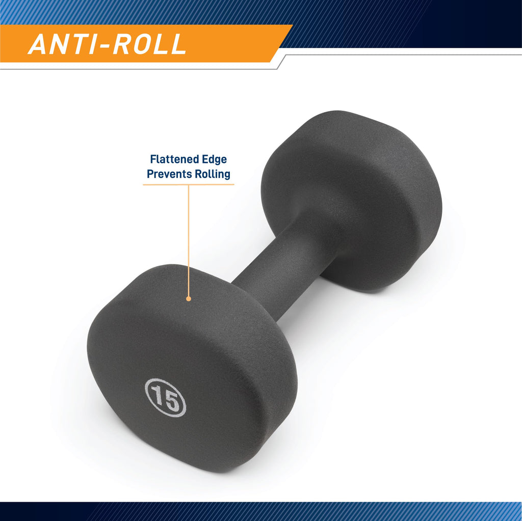Marcy Neoprene Dumbbell, Single Piece, 15-Lb, Steel Grey
