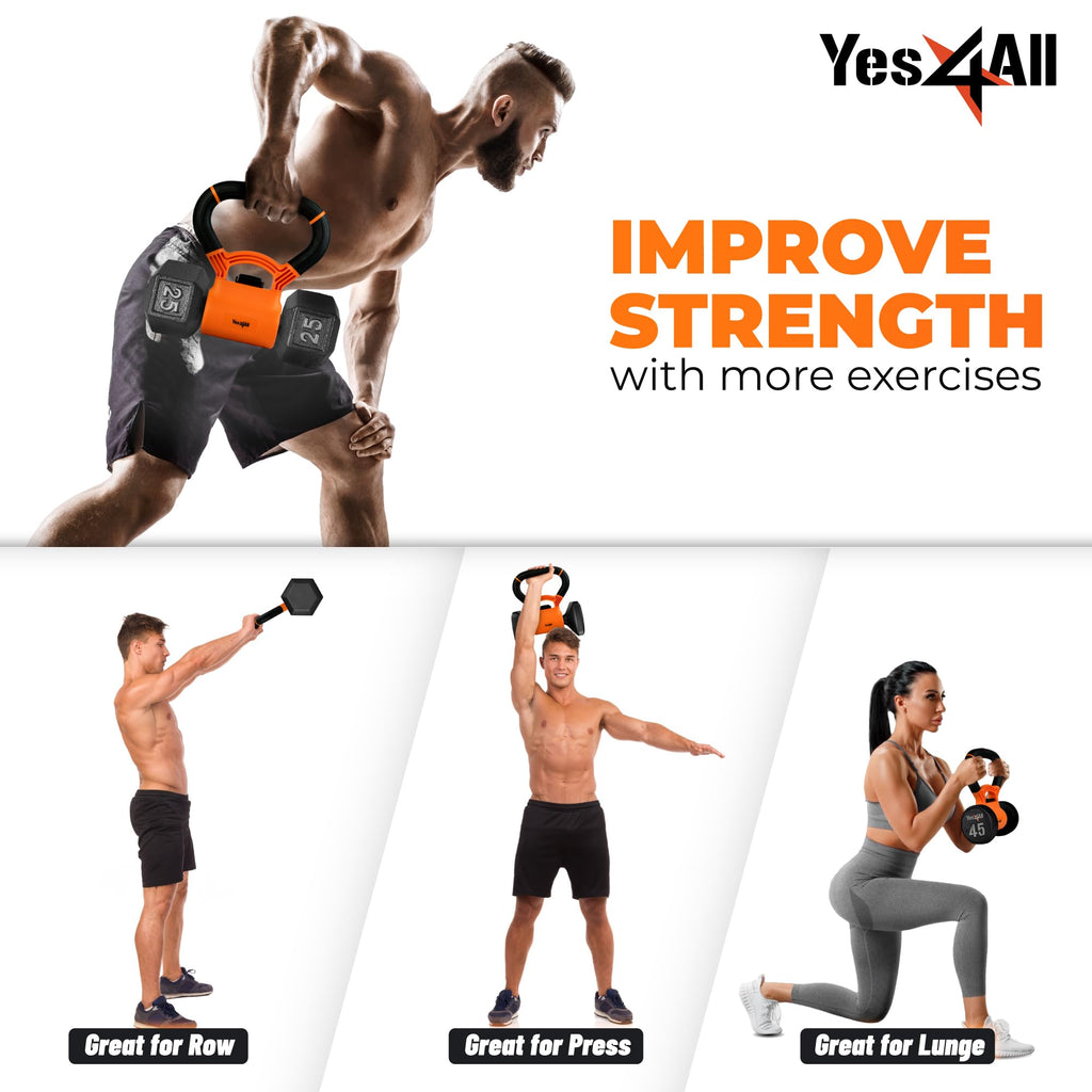 Yes4All Kettle grip, Kettlebells Dumbbell Grip Handle, Convert Dumbbells into Kettlebell, Portable Dumbbell Converter Weight Gri