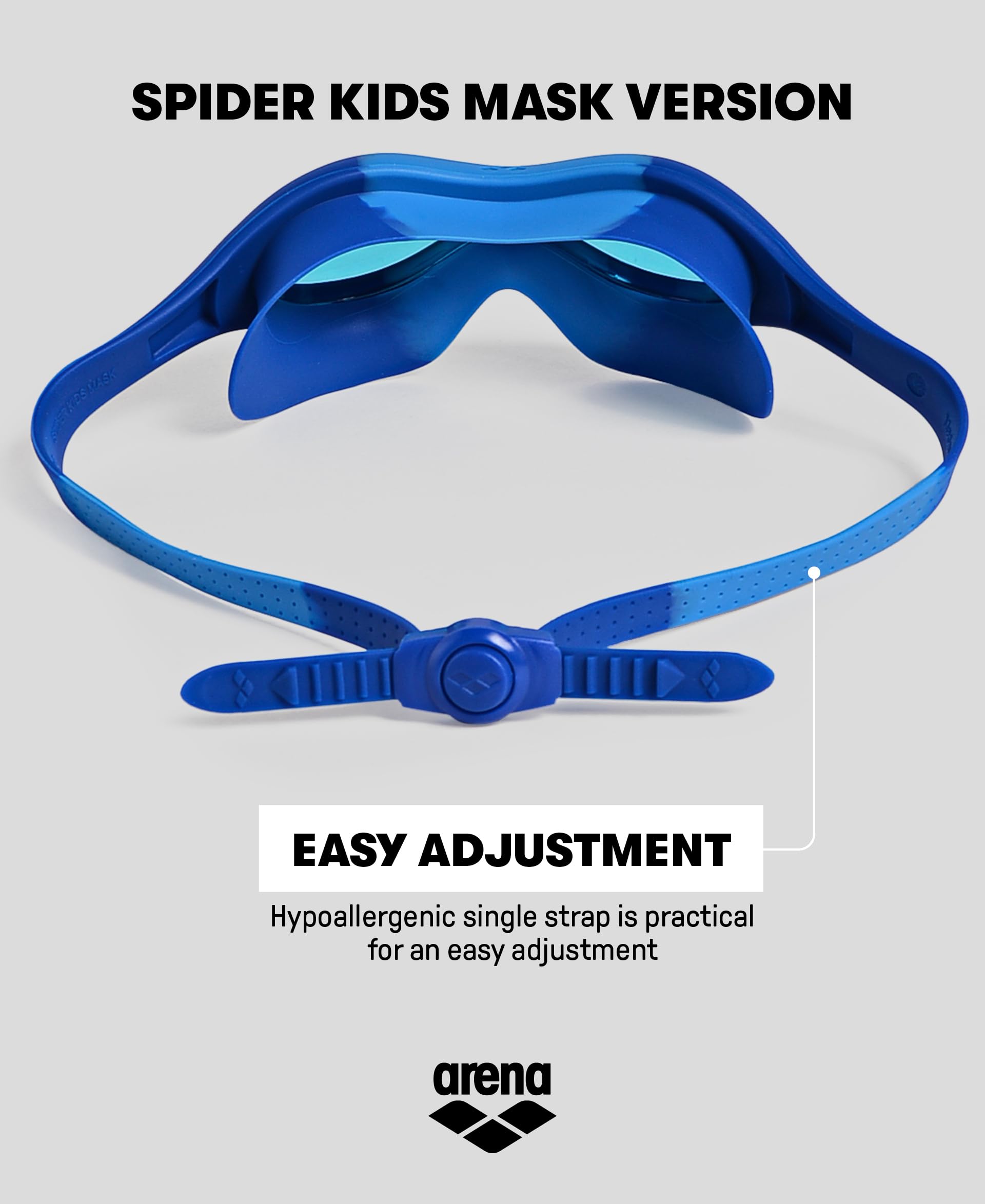 ARENA Unisex Kids Spider Swim Mask Boys and Girls Ages 2 to 5, Anti-Fog Non-Mirror Lens, Easy to Use Strap, Wide View and Snug F
