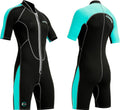Cressi Lido 2 mm Lady Short Sleeves Short Wetsuits, Black/Aquamarine, XL