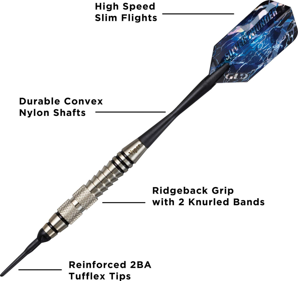 Viper Silver Thunder Soft Tip Darts, 2 Knurled Bands, 18 Grams