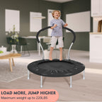 Lyromix 36Inch Kids Trampoline for Toddlers with Handle, Indoor Mini Rebounder Trampoline for Kids, Dark Black
