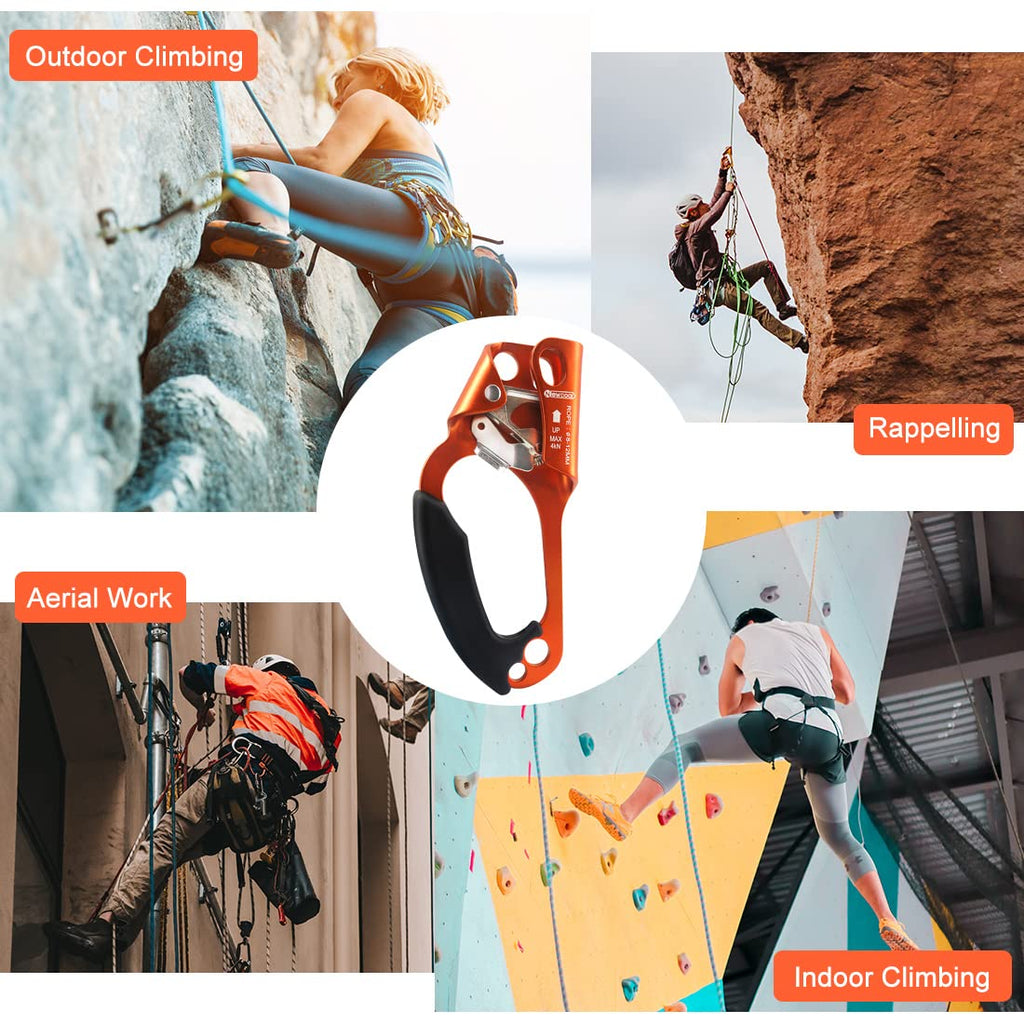 Newdoar Left Hand Ascender Rock Climbing Tree Arborist Rappelling Gear Equipment Ce Certified Rope Clamp For 8~13Mm Rope(Left Or