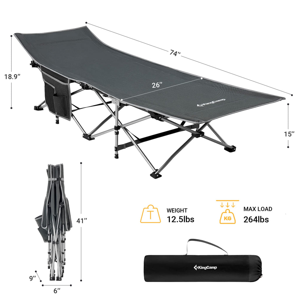 Kingcamp Camping Cot Heavy Duty Camping Cots For Adults Oversized Portable Folding Sleeping Cot For Travel Outdoors Vacation Hom