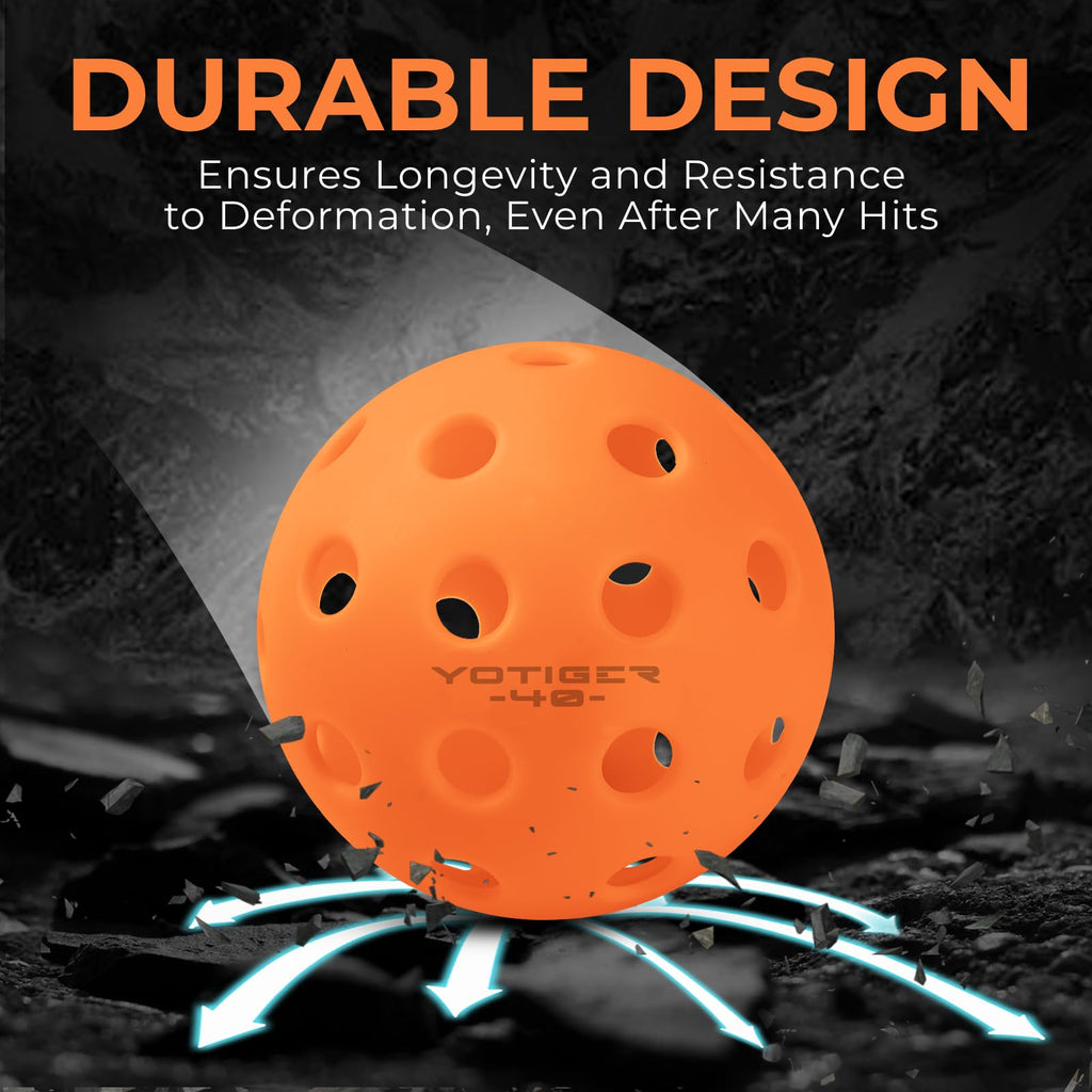 Yotiger Pickleball Balls, 36 Pack 40 Holes Outdoor Pickleball Balls Orange Color, High Visibility And Bounce, Stylish And Durabl