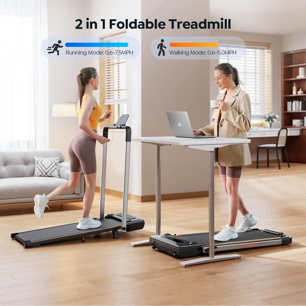 Walking Pad Treadmill with 7% Incline, 2.5HP Portable Under Desk Walking Pad with 0.6-7.5MPH, Handle, Remote and App Control, 26