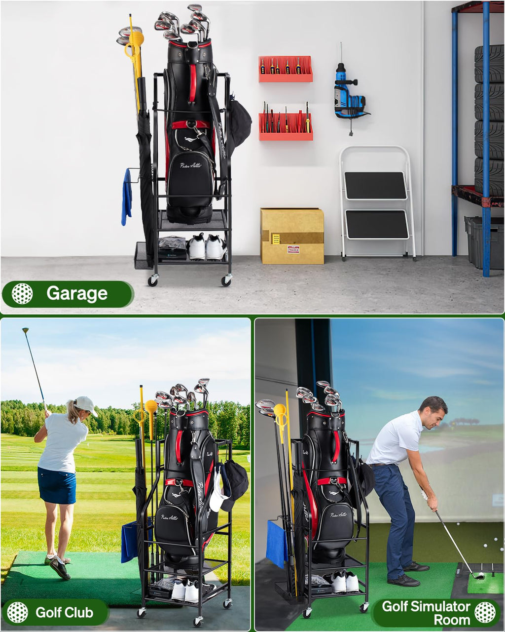 Fhxzh Golf Bags Storage Garage Organizer Golf Bag Stand Fit Single Golf Bags, Golf Clubs, And Golf Equipment Accessories, Golf B