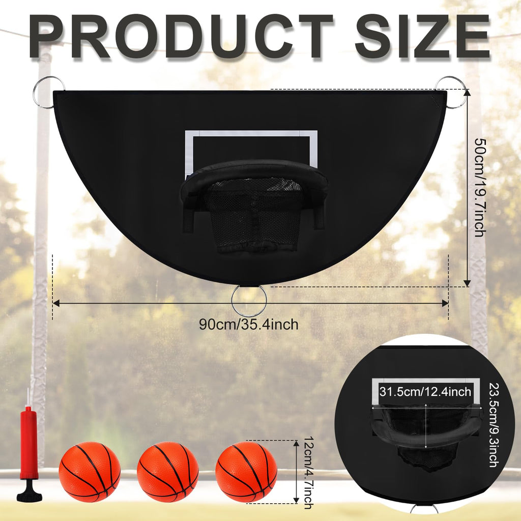 Toymis Trampoline Basketball Hoop, Breakaway Rim For Dunking Trampoline Basketball Attachment With Mini Basketballs Trampoline A