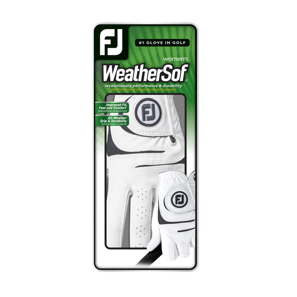 Footjoy Women'S Weathersof Prior Generation Golf Glove, White Medium/Large, Worn On Left Hand