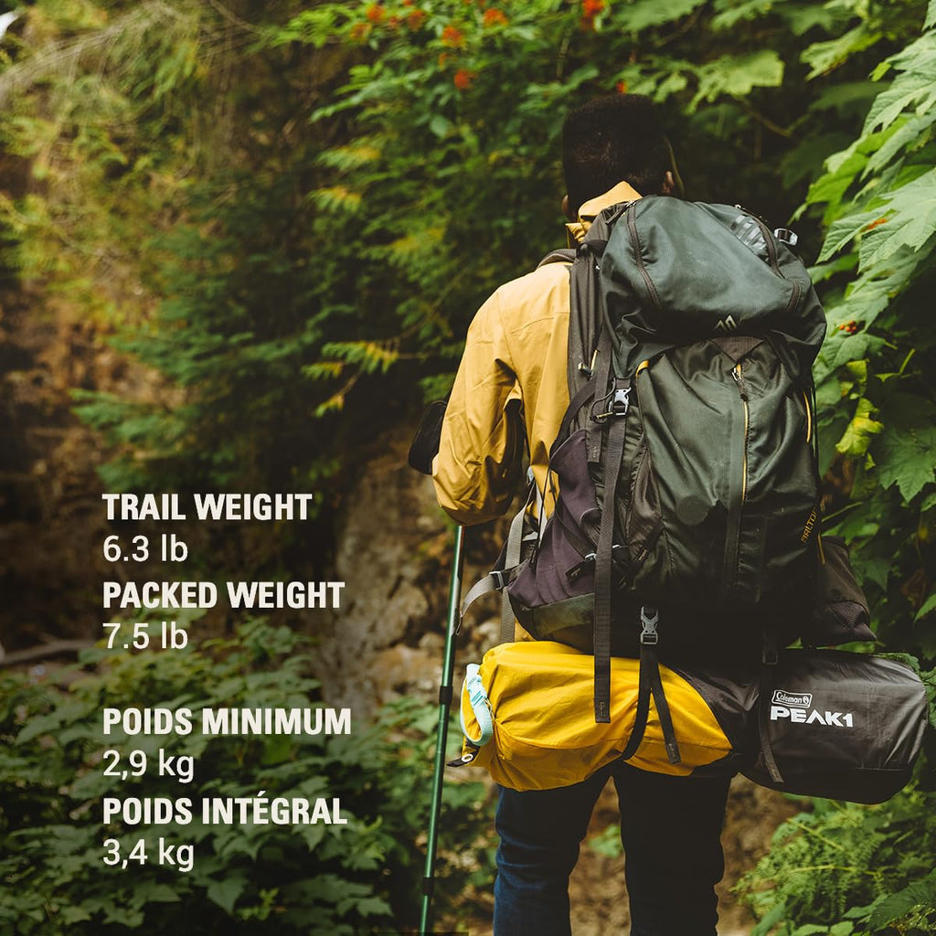 Coleman Peak1 Waterproof Backpacking Tent, Aluminum Frame, Star View Window, Available In 1/2/3/4/6 Person Sizes - All-Weather C