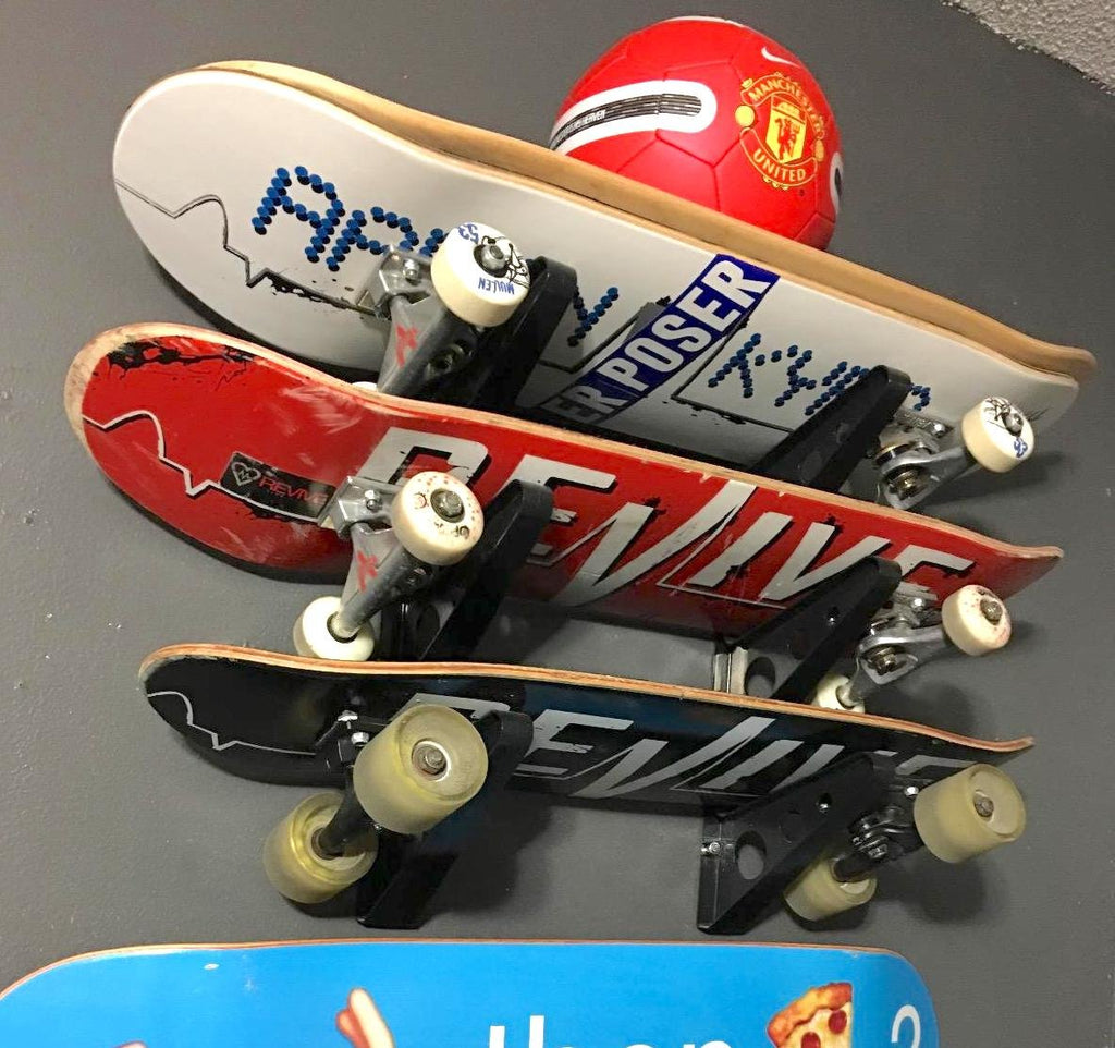 Storeyourboard Skateboard Rack, 3 Board Wall Storage Mount, Home And Garage