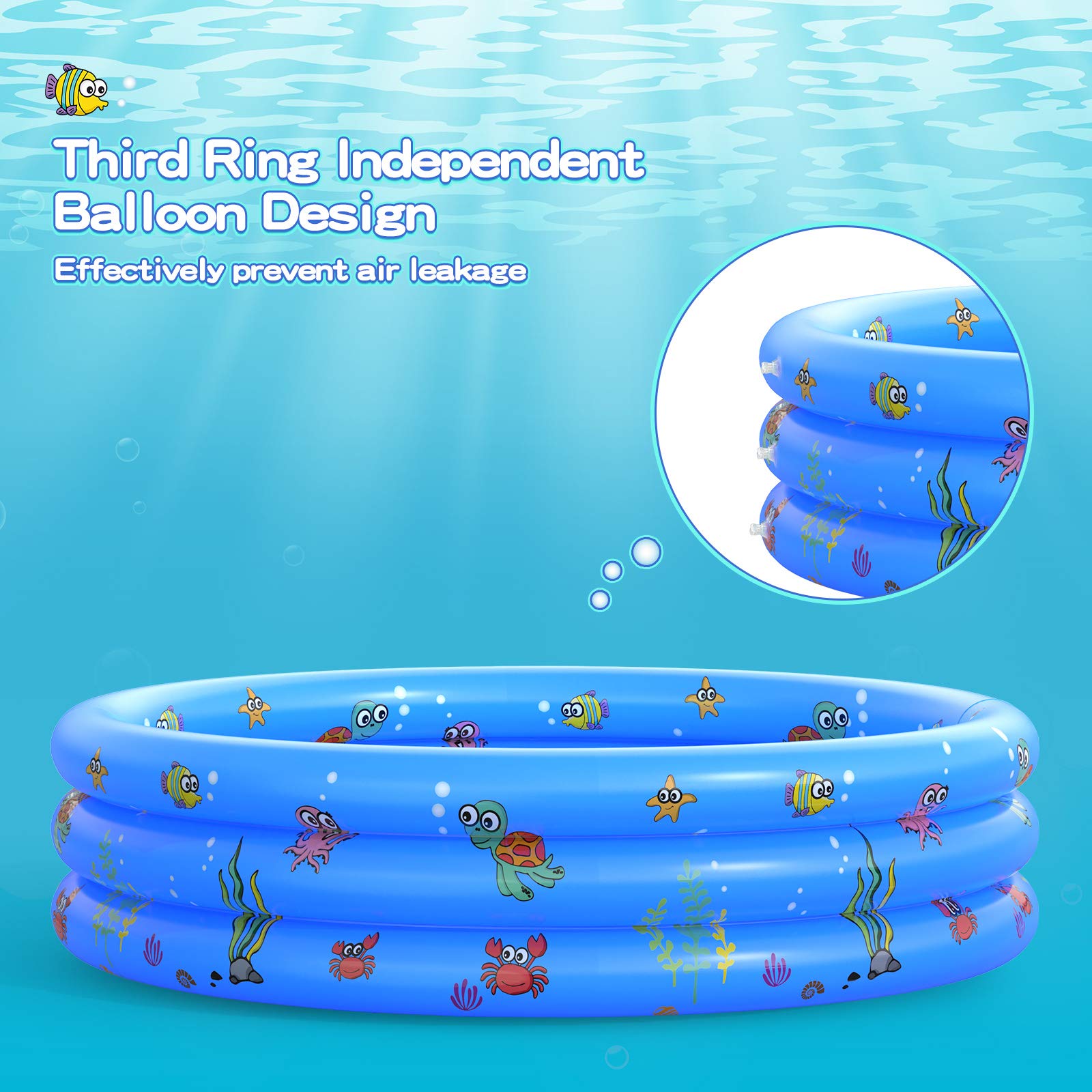 Garden Round Inflatable Baby Swimming Pool, Portable Inflatable Child/Children Little Pump Pool,Kiddie Paddling Pool Indoor&Outd