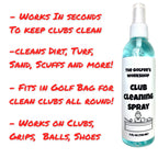 The Golfers Workshop 4Oz Club Cleaning Spray And Golf Club Brush With Groove Cleaner, 2Ft Retractable Zip-Line, Carabiner Clip (