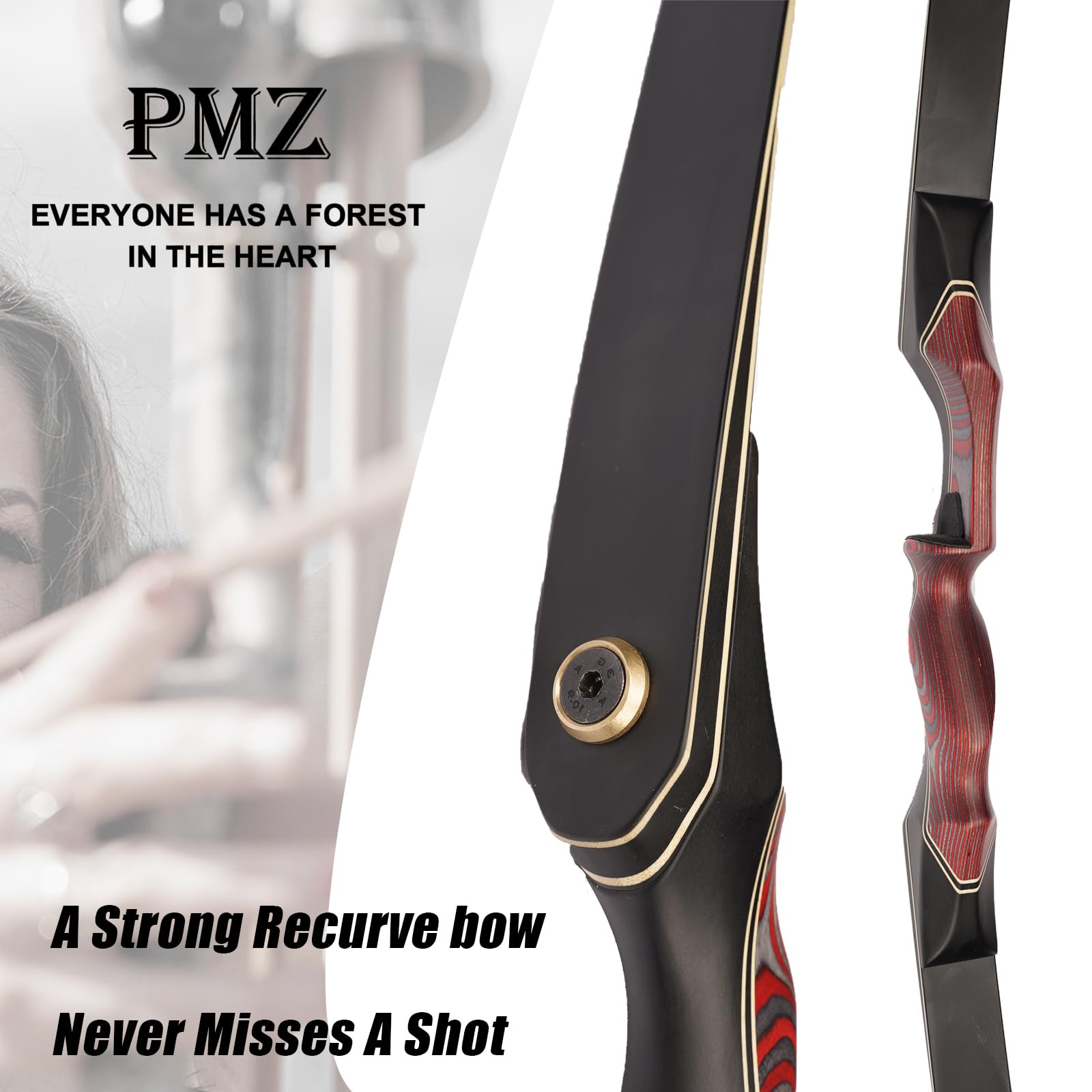 Pmz Recurve Bow And Arrow Set, Newset Professional Aldults Archery Hunting Bow Kit, 60'' Wooden Takedown Bow, For Youth Beginner