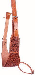 Challenger Horse Western Floral Tooled Leather Rear Flank Saddle Cinch W/Billets 9772Fl