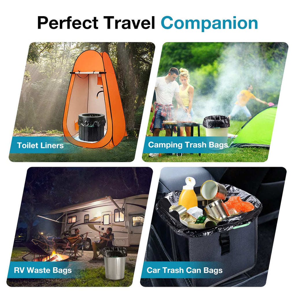 Triptips Portable Toilet Bags 40 Count Drawstring 8 Gallon Camping Toilet Bags Toilet Waste Bags Leak-Proof Toilet Liners, Trash