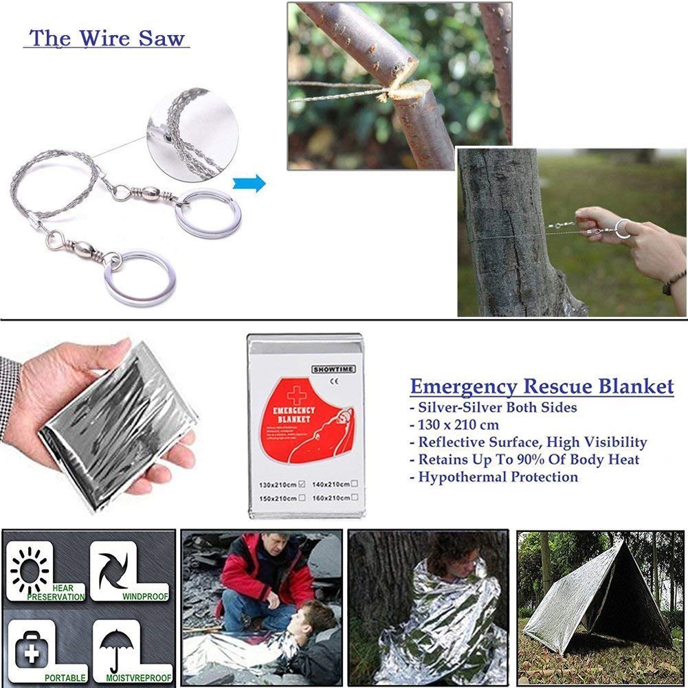 Xuanlan Emergency Survival Kit 13 In 1, Outdoor Survival Gear Tool With Survival Bracelet, Fire Starter, Whistle, Wood Cutter, W