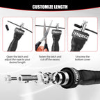 Synergee Jet Black Speed Jump Rope - (2) Adjustable 10 Ft Cable - Steel Ball Bearings - For Crossfit, Mma, Boxing & Fitness, Ant