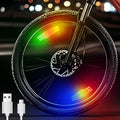 Bike Wheel Lights Rechargeable 2pcs, Bike Spoke Light Weatherproof, Adults Kids Bicycle Lights for Wheels 7-Color Variable, Moti