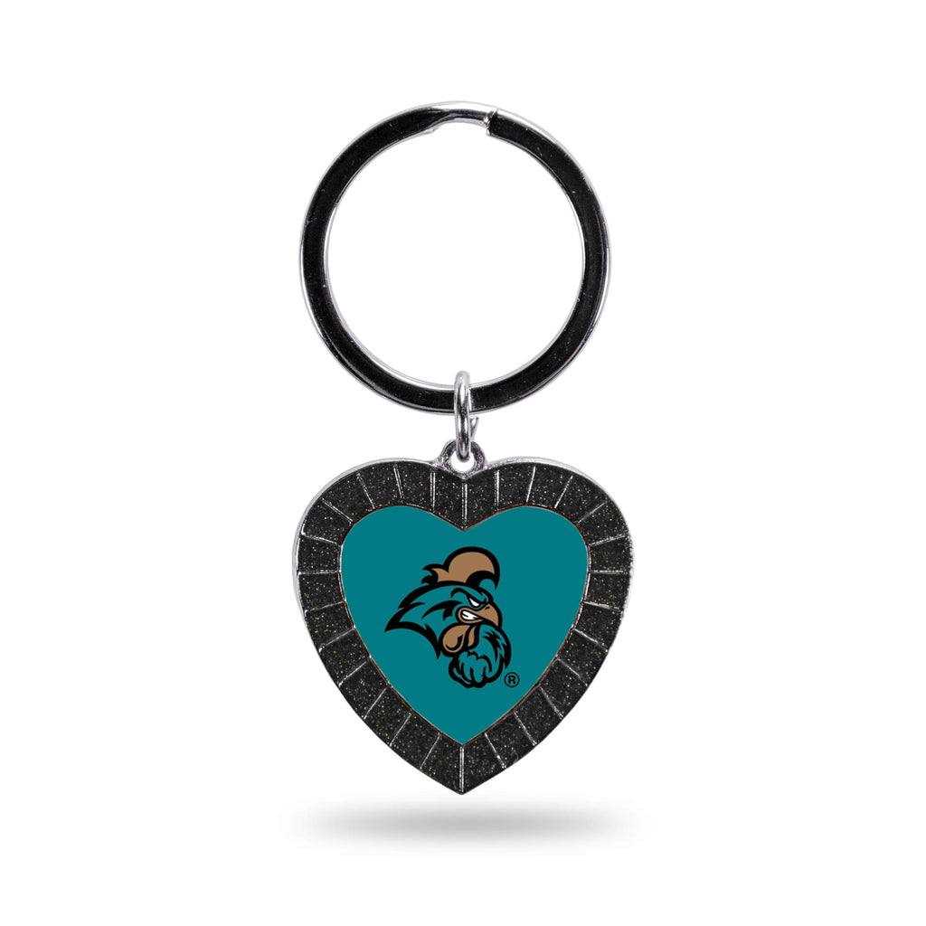 Rico Industries Ncaa Coastal Carolina Chanticleers Ncaa Rhinestone Heart Colored Keychain, Black, 3-Inches In Length