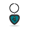 Rico Industries Ncaa Coastal Carolina Chanticleers Ncaa Rhinestone Heart Colored Keychain, Black, 3-Inches In Length