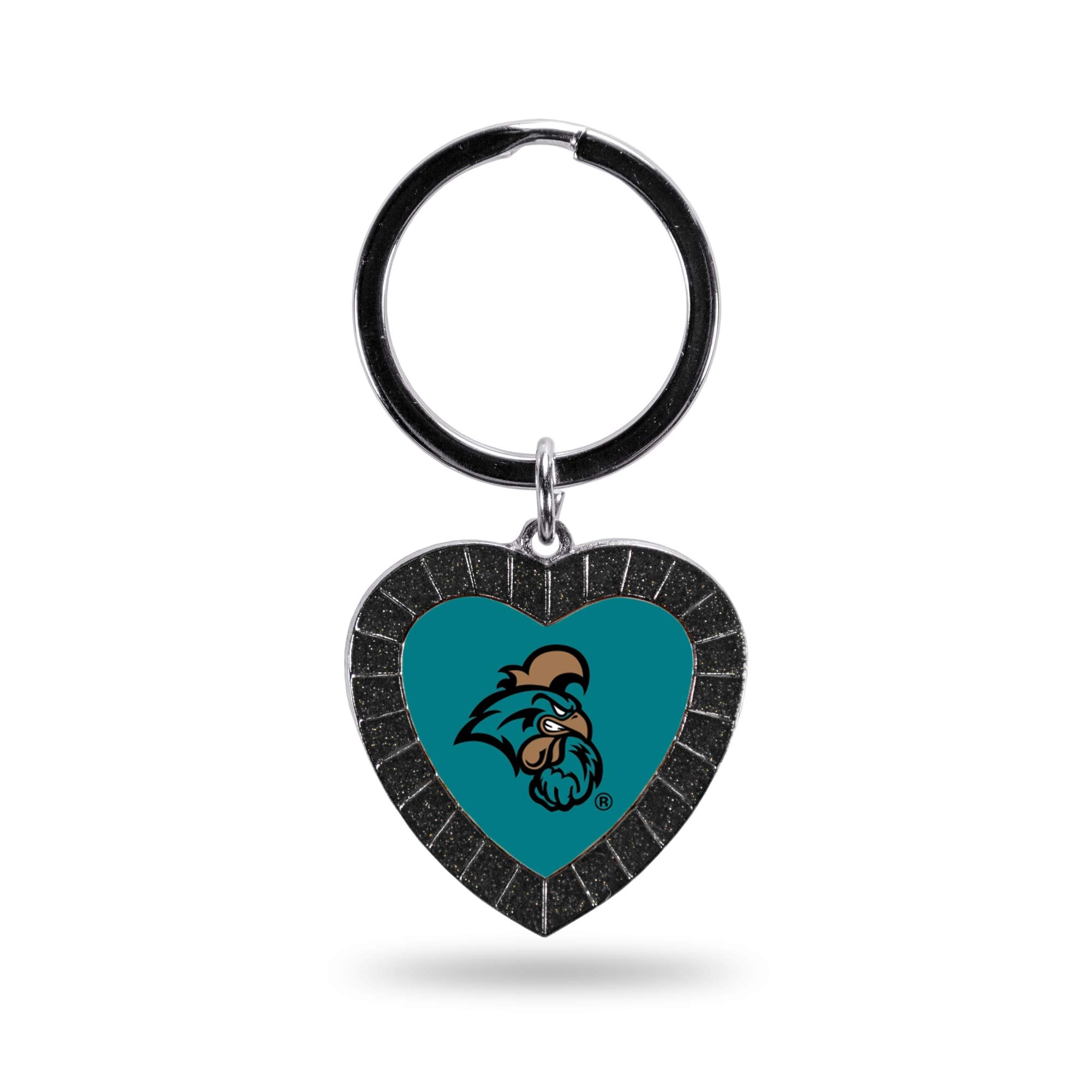 Rico Industries Ncaa Coastal Carolina Chanticleers Ncaa Rhinestone Heart Colored Keychain, Black, 3-Inches In Length