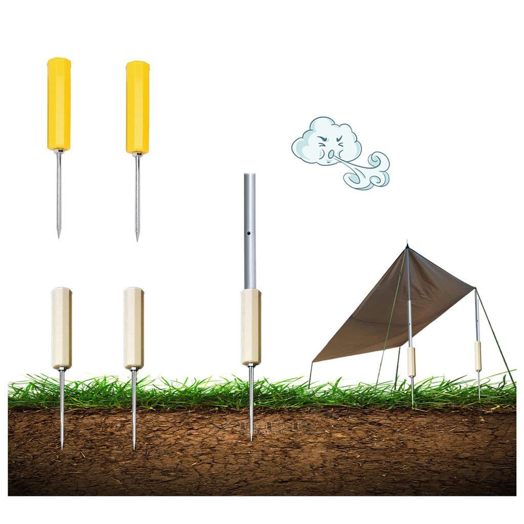 Tent Poles Holders,Sturdy Pole Anchor With Spike For Sunshade, Flag,Perfect For Camping Fly Tarps Rods,Trekking Poles (Set A)