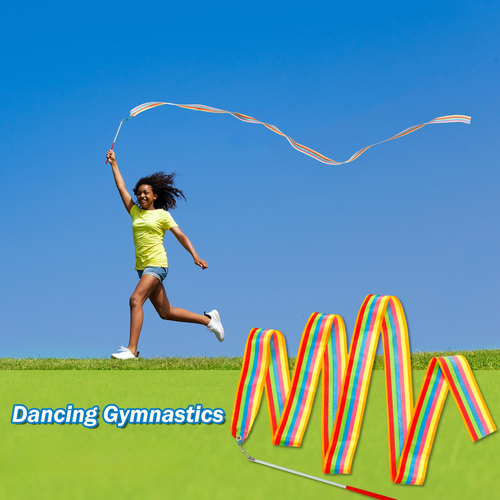 30 Pieces Gymnastics Wands Dancing Dance Ribbons Streamers Ribbon 6.6 Feet Artistic Rainbow Twirling Ribbons For Gymnastics Part