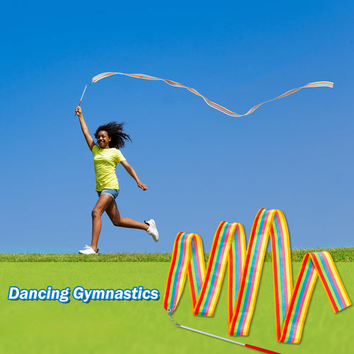 30 Pieces Gymnastics Wands Dancing Dance Ribbons Streamers Ribbon 6.6 Feet Artistic Rainbow Twirling Ribbons For Gymnastics Part