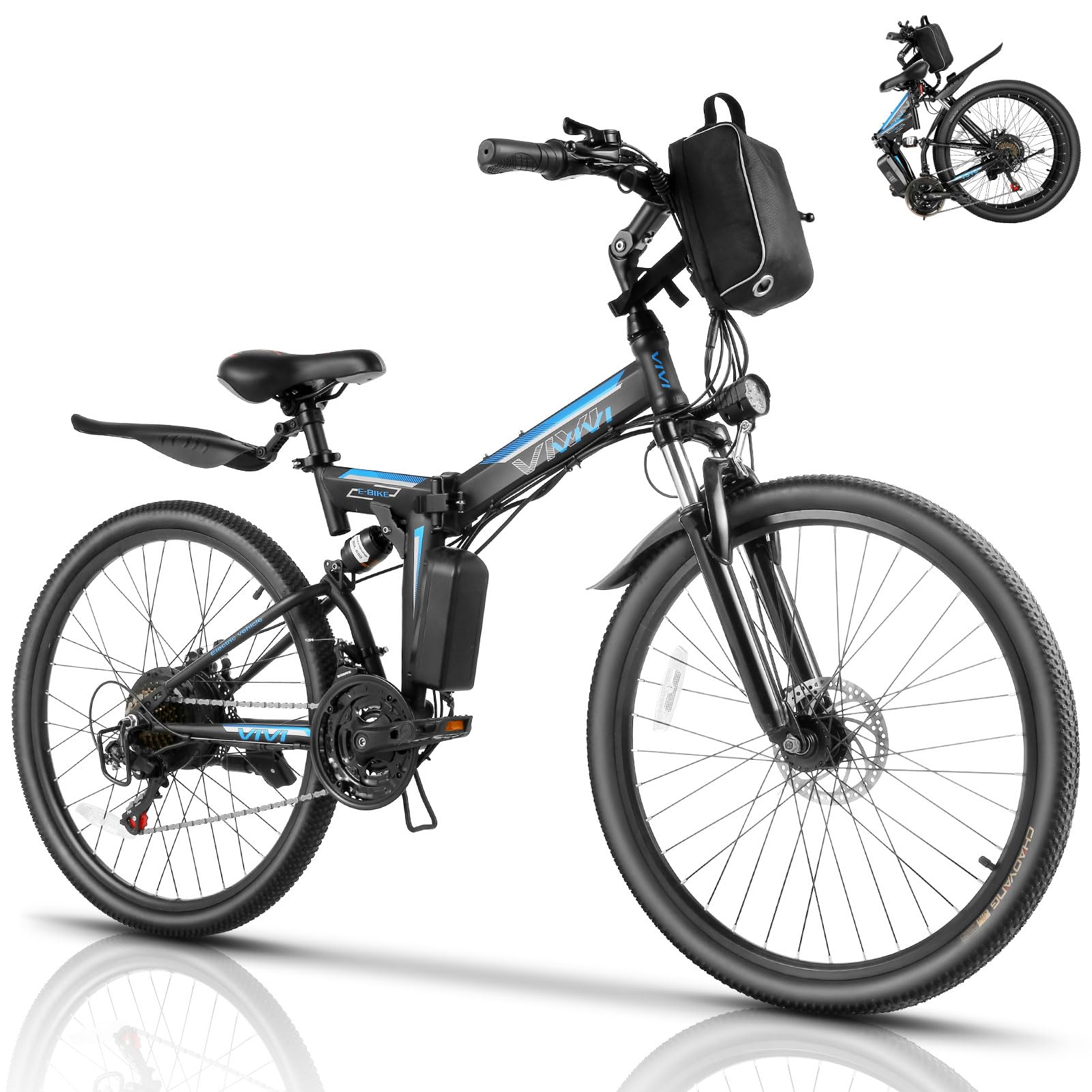 Vivi M026Tgb Electric Bike 26'' Electric Bike For Adults, Folding Electric Mountain Bike With 500W Motor, 48V Removable Lithium-