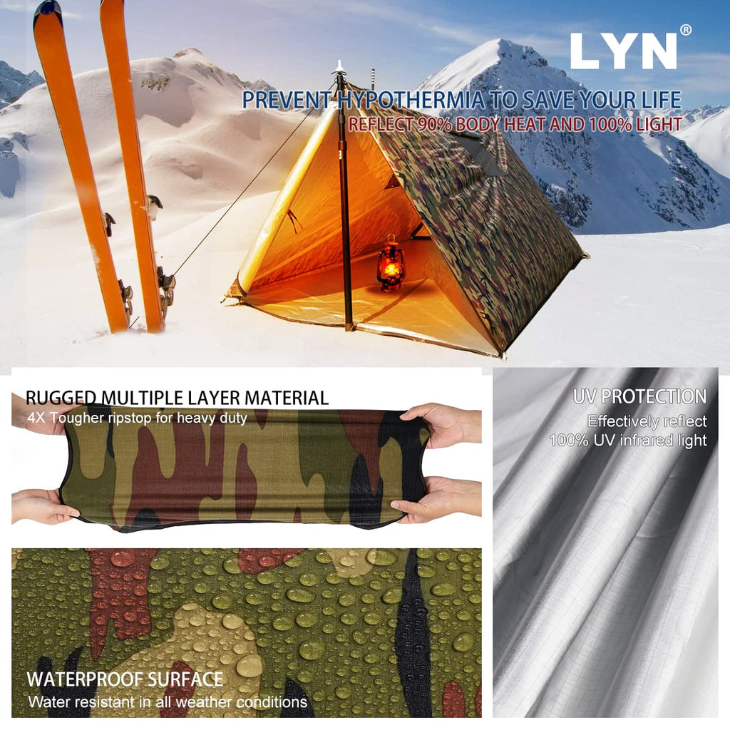 All-Round Protection:Lyn 4 Person Instant Pop Up Camouflage Shelter Emergency Tent,Thermal Waterproof Ultralight Bugout With Scr