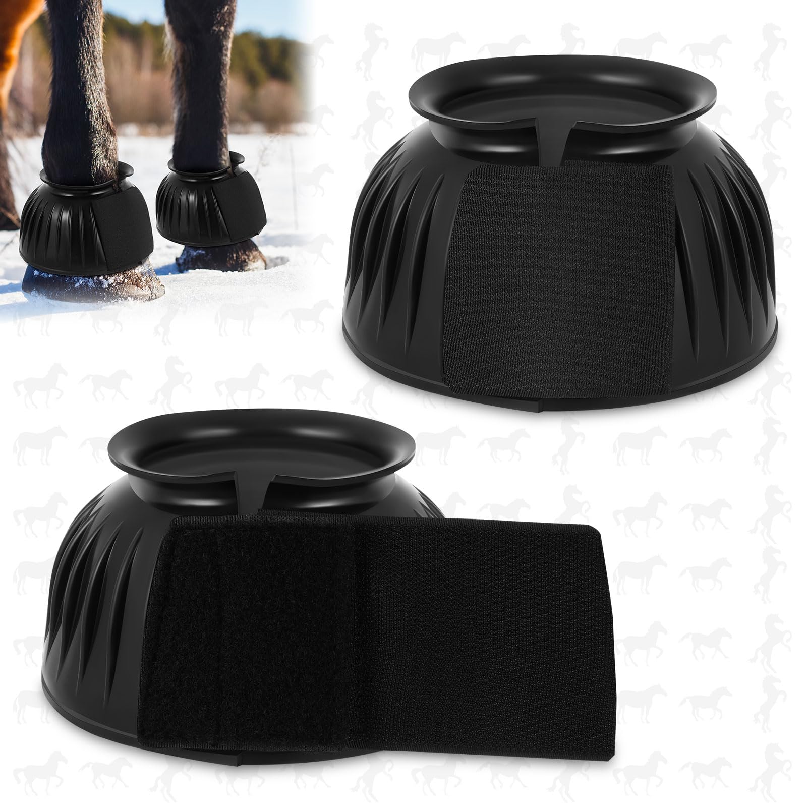 Abbylike Bell Boots for Horses 1 Pair/2 Pair Available, Protect Against Hoof Impact Trauma, Rubber Bell Boots Horse Care for Tur
