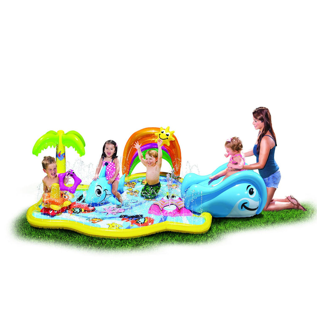 Banzai Splish Splash Water Park Jr, Length: 90 In, Width: 52 In, Height: 24 In, Junior Inflatable Outdoor Backyard Water Splash