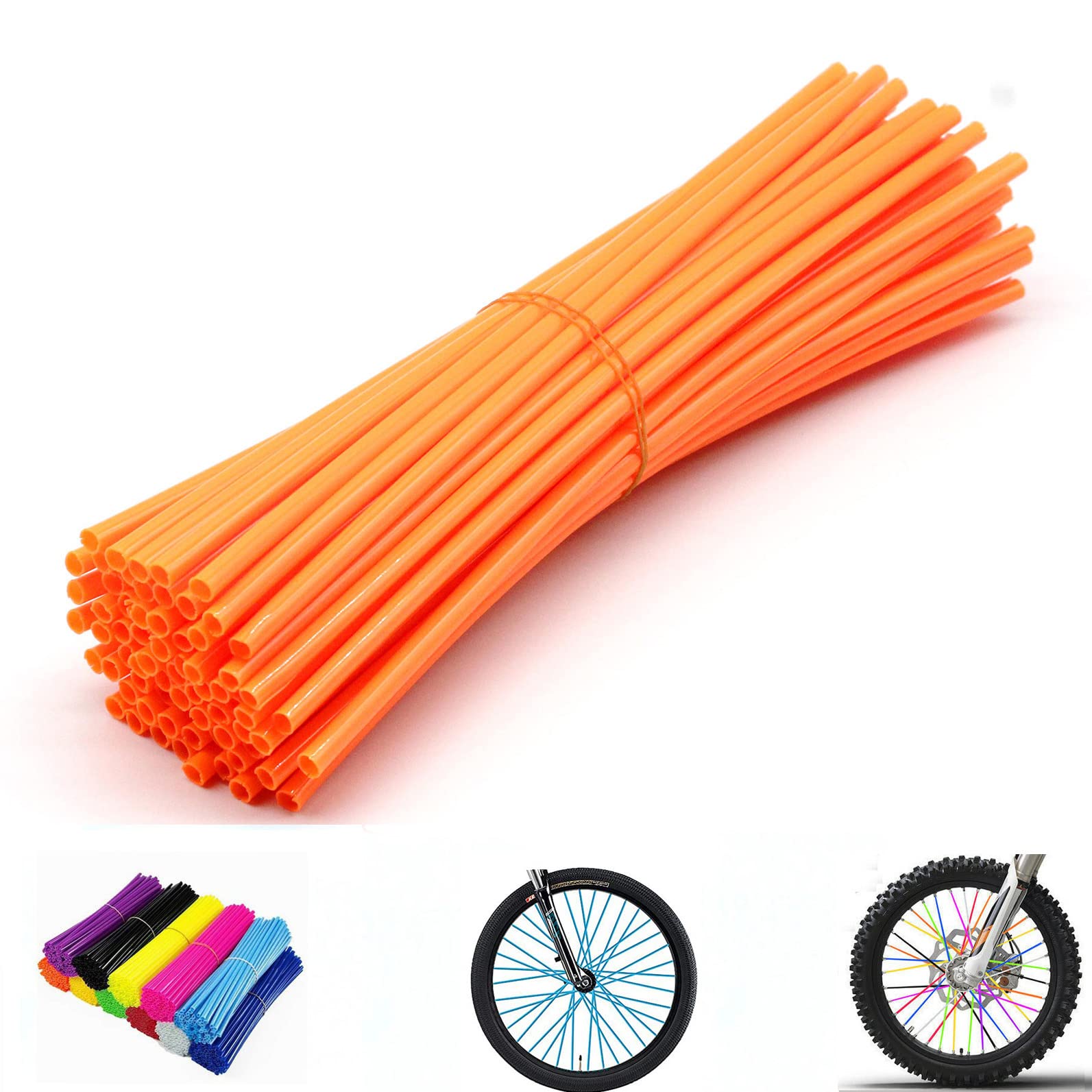 Ppxiong Orange Spoke Skins Covers: 8-21 Inch Rims Protector & Decoration For Dirt Bike  Mountain Bike  Bicycle  Wheelchair  Moto