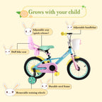 Rully Girls Bike For 2 3 4 Years Children, 12 Inch Toddler Bicycle With Training Wheels, Doll Seat, Basket, Handbrake For Girls