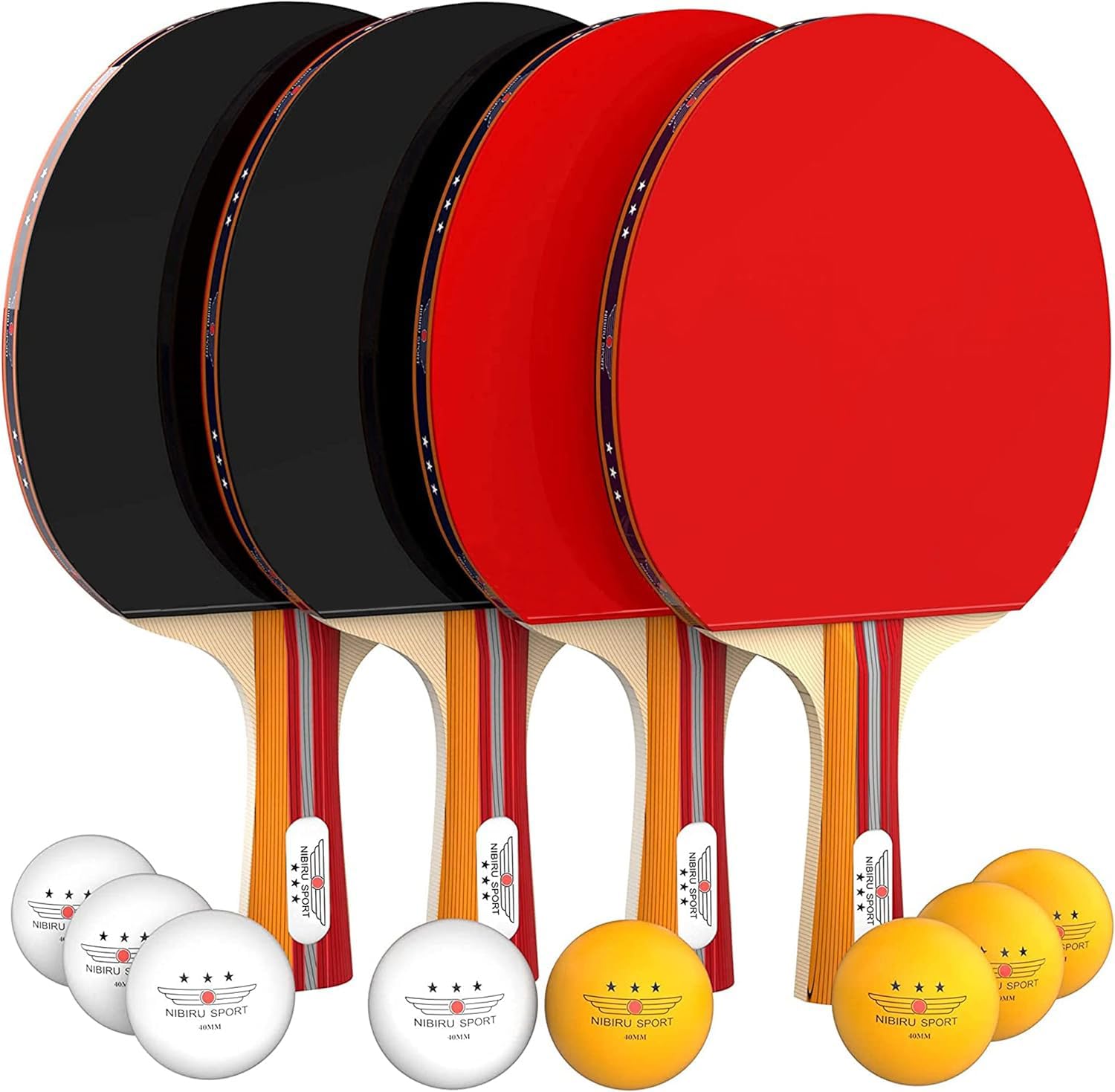 Nibiru Sport Professional Ping Pong Paddles Set Of 4 - Table Tennis Paddles Set Of 4 With 8 Balls And Carry Bag/Storage Case - T
