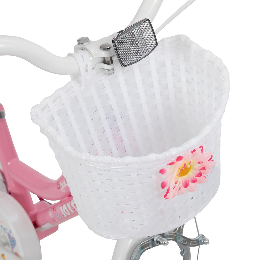 Joystar 14 Inch Girls Bike For 3 4 5 Years Old Girl 14'' Kids Bikes With Training Wheels And Basket Children'S Bicycle In Pink