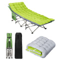 Haitral Portable Camping Cot With Mattress - Outdoor Folding Heavy Duty Sleeping Bed With Side Pocket For Adults - Oxford Single