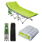 Haitral Portable Camping Cot With Mattress - Outdoor Folding Heavy Duty Sleeping Bed With Side Pocket For Adults - Oxford Single