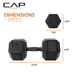 CAP Barbell 60 LB Coated Hex Dumbbell Weight with Black Handle