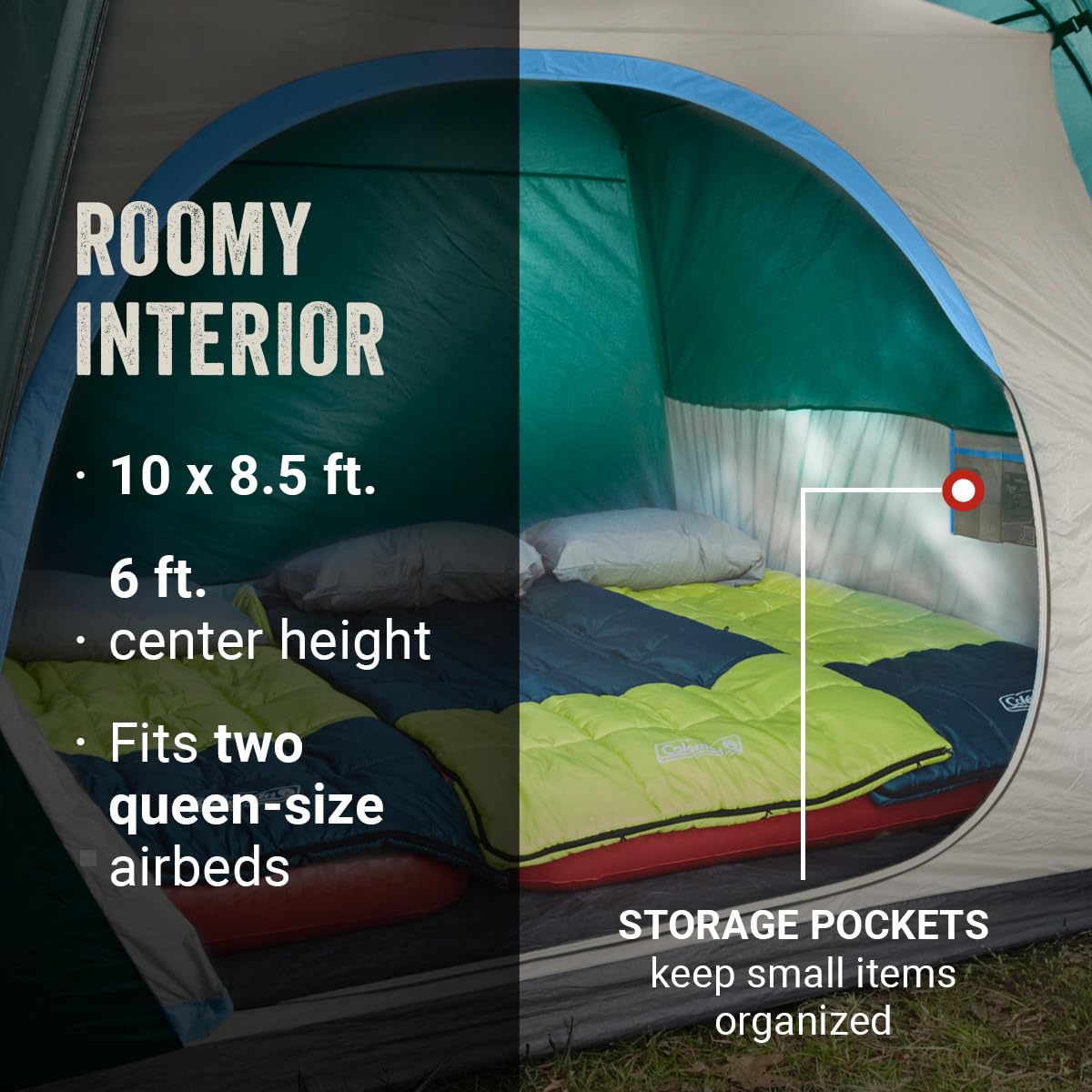 Coleman Skydome 6-Person Camping Tent | Full-Fly Vestibule, Evergreen