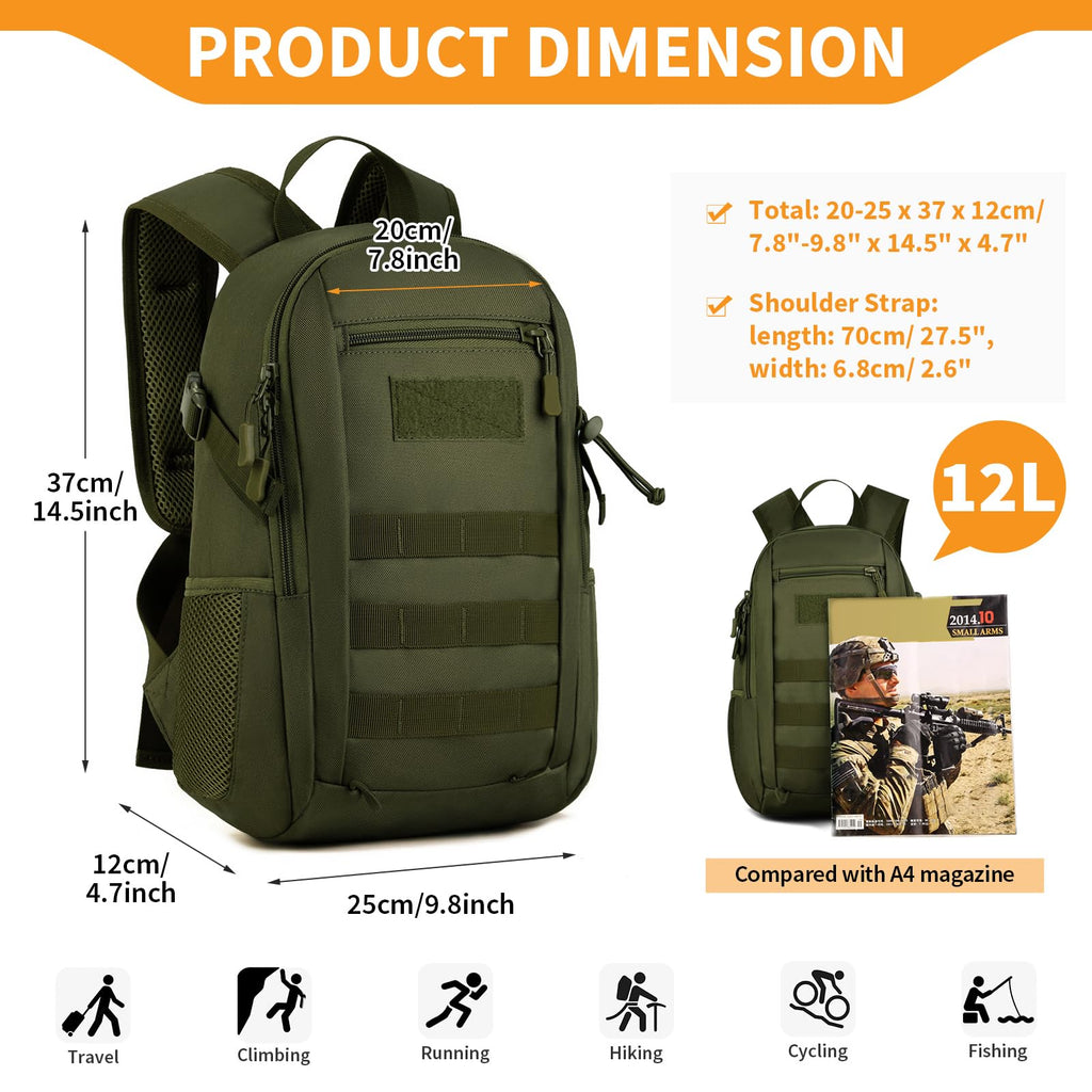 Huntvp 10L/20L/30L Tactical Backpack Military Molle Backpack Rucksack Gear Tactical Assault Pack For Hunting Camping Trekking (1