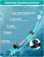 Seovediary Snorkel Set Adults Snorkeling Gear Anti-Fog Panoramic View Swim Mask Dry Top Snorkel Kit With Carry Bag For Snorkelin