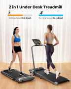 Acezoe Walking Pad Treadmill With Incline And Handle Bar, 2 In 1 Folding Treadmills For Home Small Office, 300Lbs Portable Compa