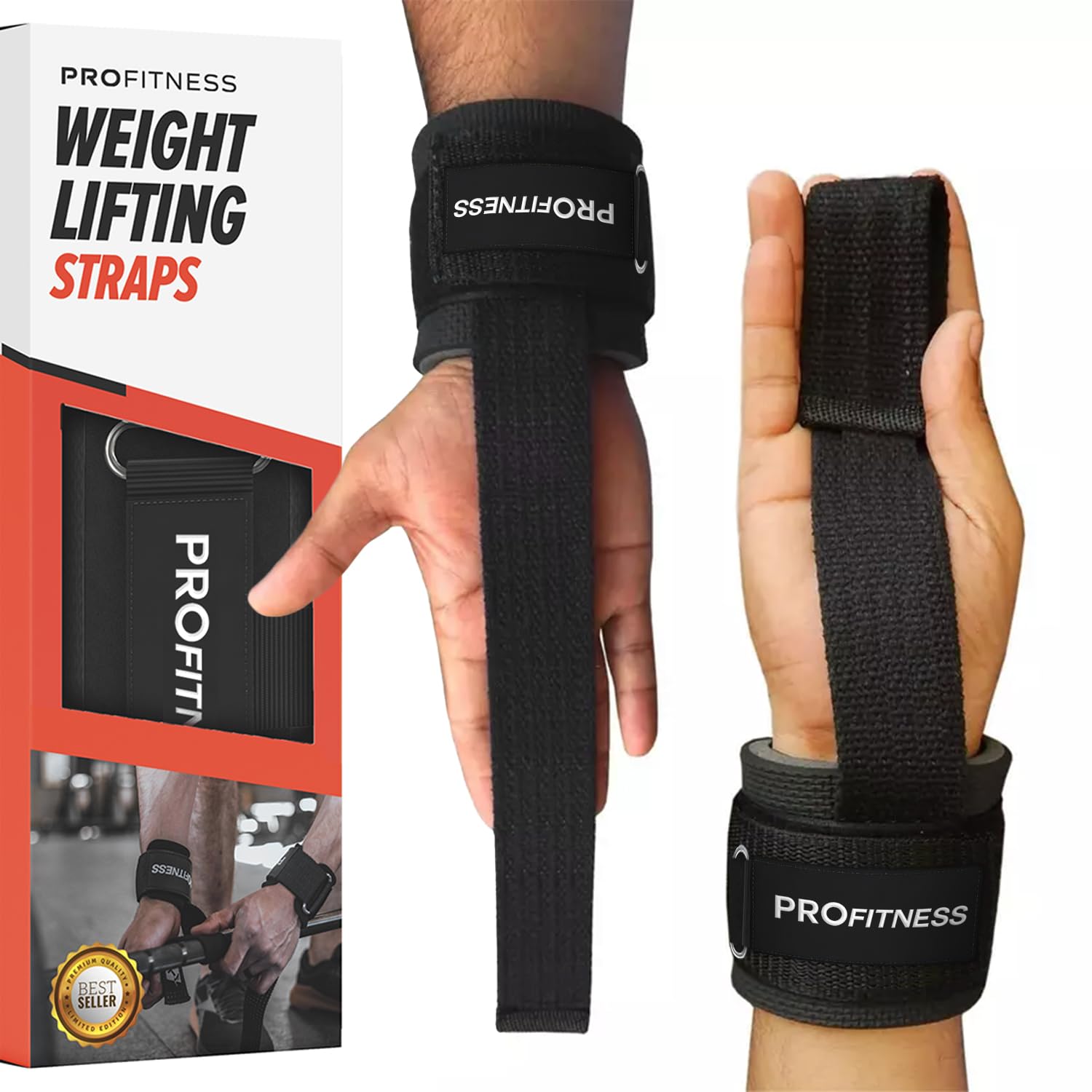 Profitness Weight Lifting Straps - 10 Long Wrist Straps For Weightlifting - Padded Neoprene Lifting Straps Gym With Non Slip Sil